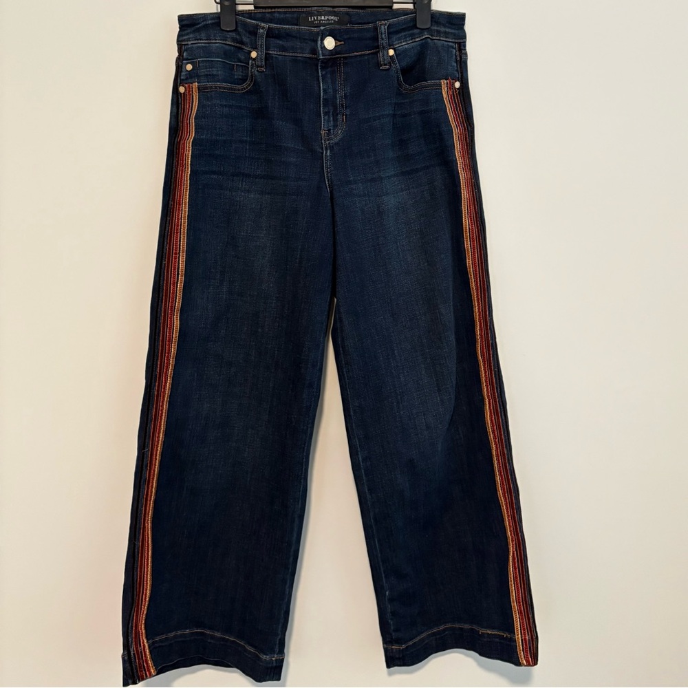 Liverpool Los Angeles Velvet Trim Wide Leg Jeans NWT - Picture 5 of 9